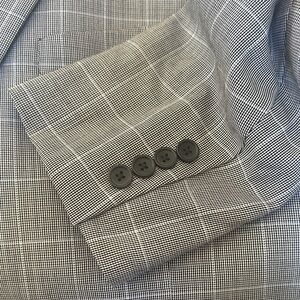 Brooks Brothers 346 Grey Windowpane Check Men’s Sports Coat Blazer Size 46 R